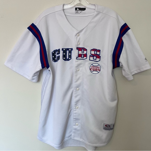 Vintage True Fan MLB Chicago Cubs USA Patriotic Baseball Jersey RARE Size XL - Picture 3 of 9